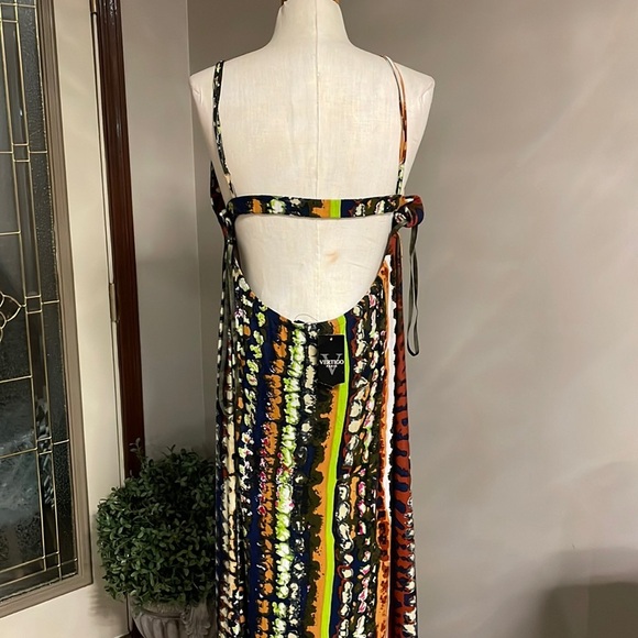 Vertigo Paris colorful tie dye stripe sundress bohemian DEEP OPEN BACK sz XL - Picture 12 of 12